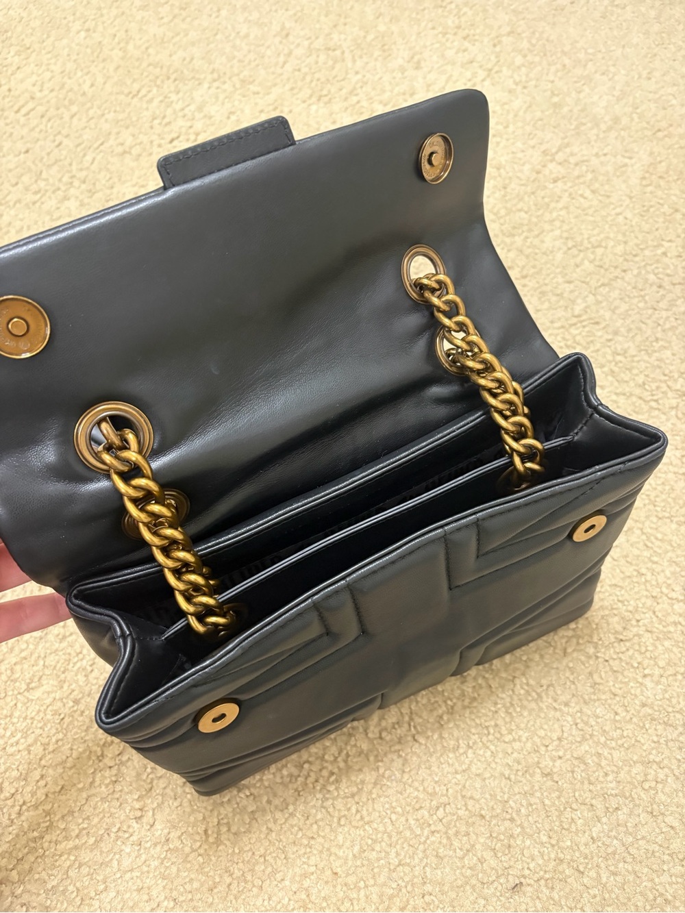 Kurt Geiger Dark Gray Quilted Chain Shoulder Bag with Gold Hardware - Picture 4 of 6